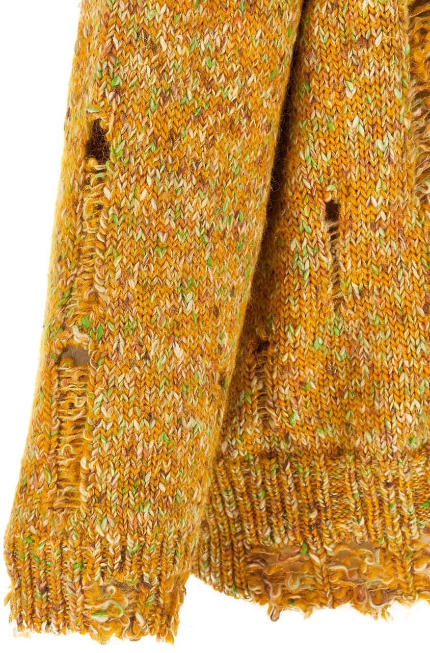 R13 Bicolor Alpaca Leather Cardigan Geel