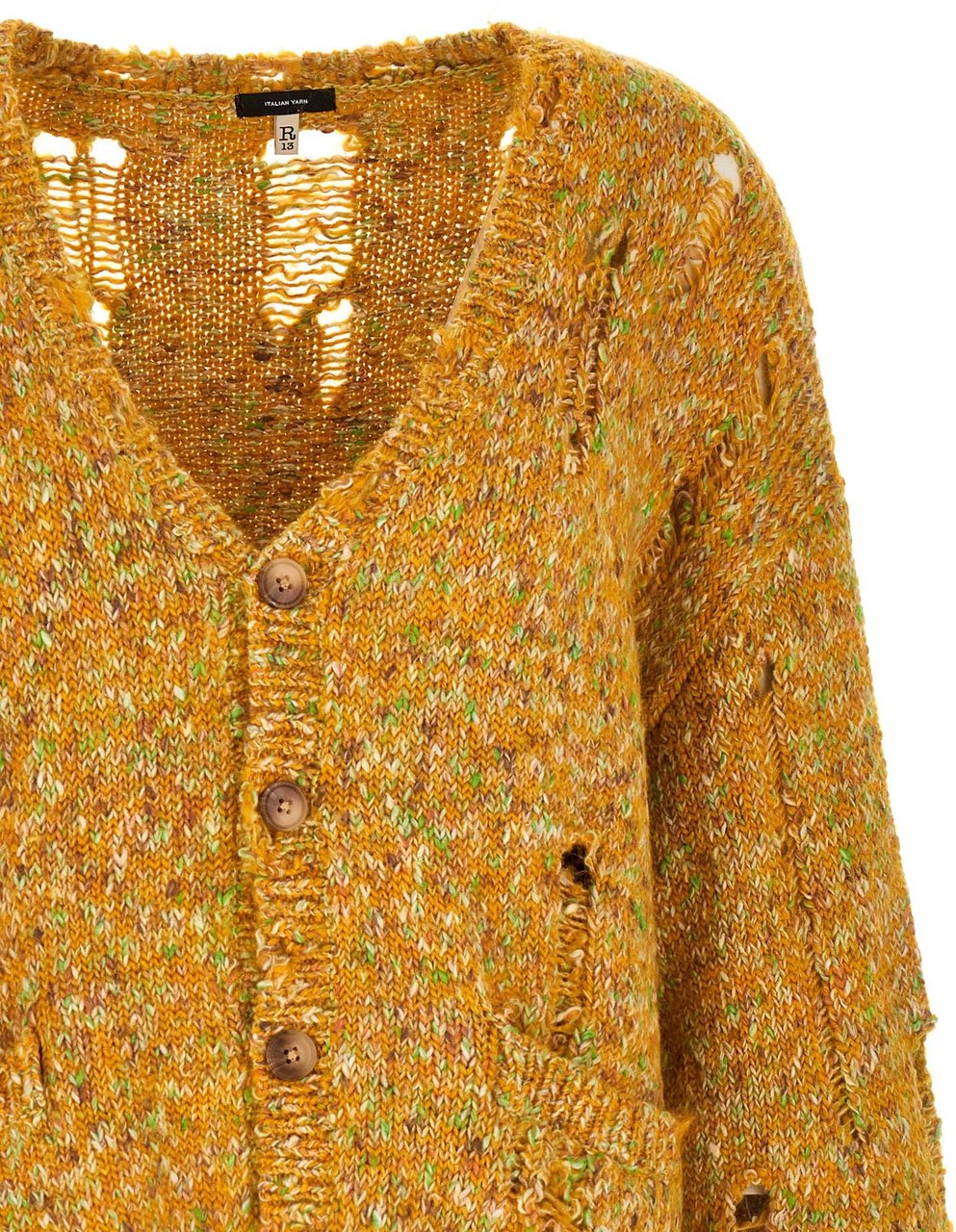 R13 Bicolor Alpaca Leather Cardigan Geel