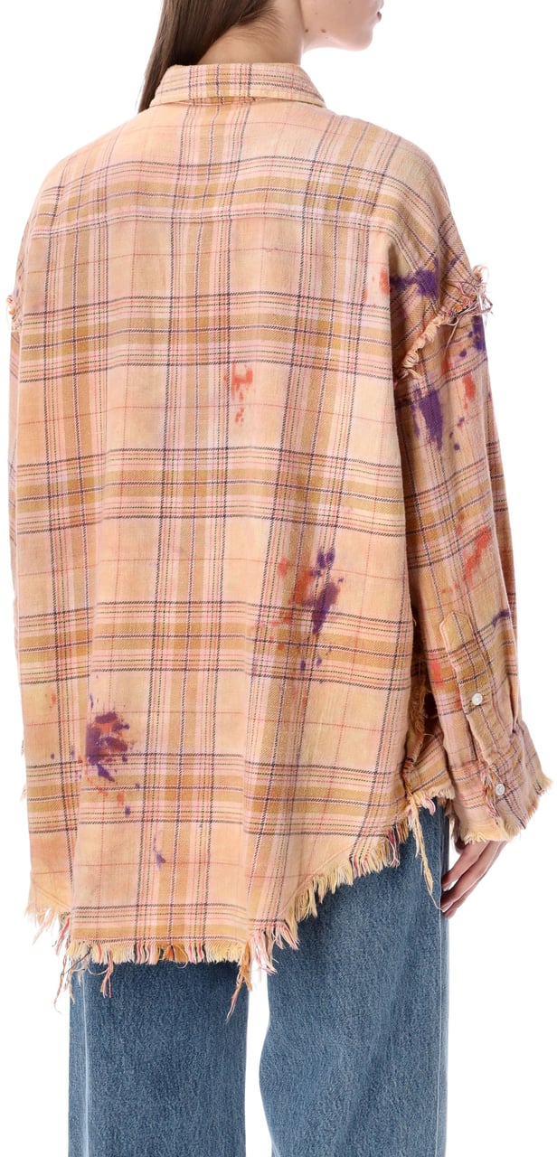 R13 Faded Shirt Plais Orange Purple Oranje
