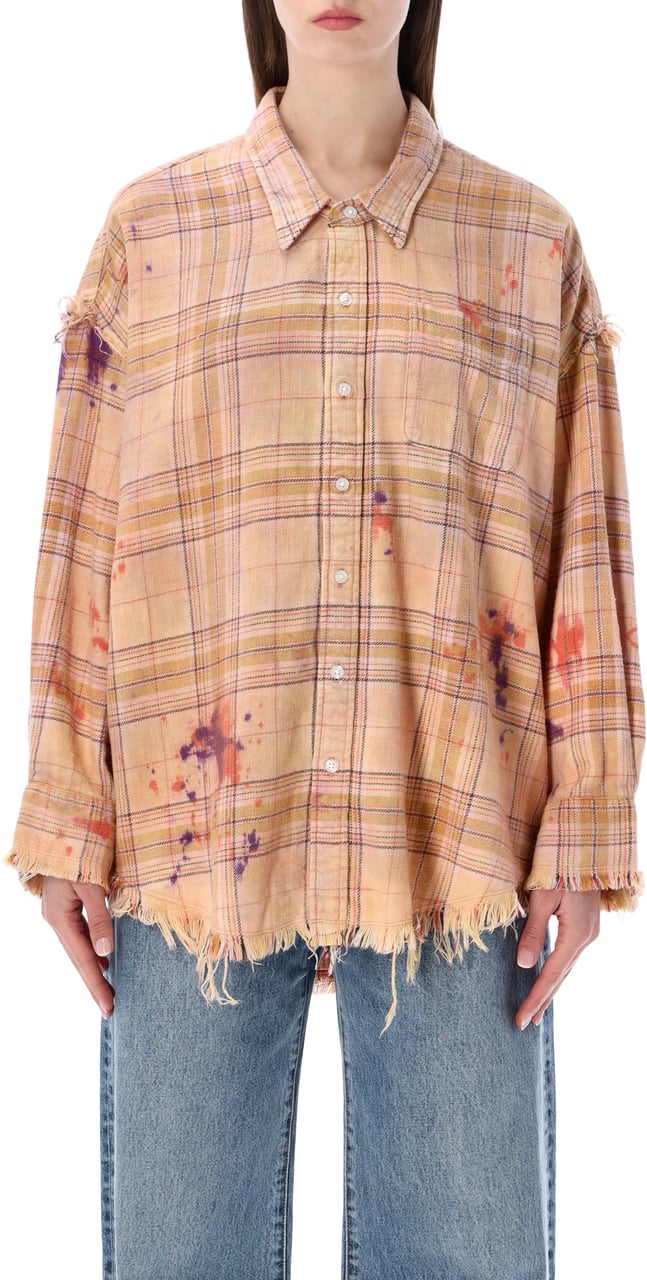 R13 Faded Shirt Plais Orange Purple Oranje