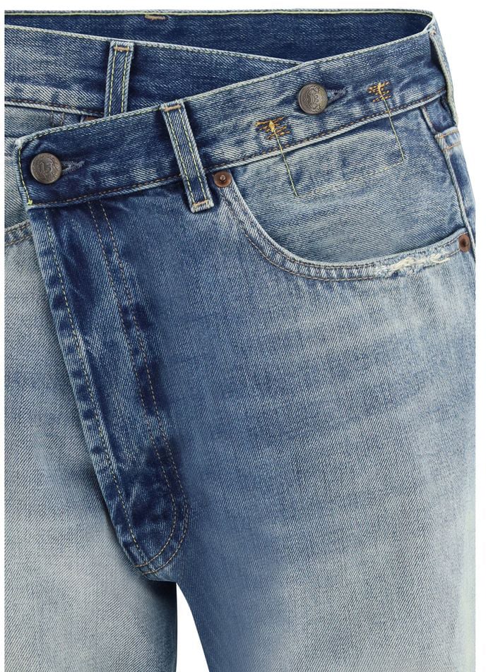 R13 Blue Cotton Straight-Leg Jeans Blauw
