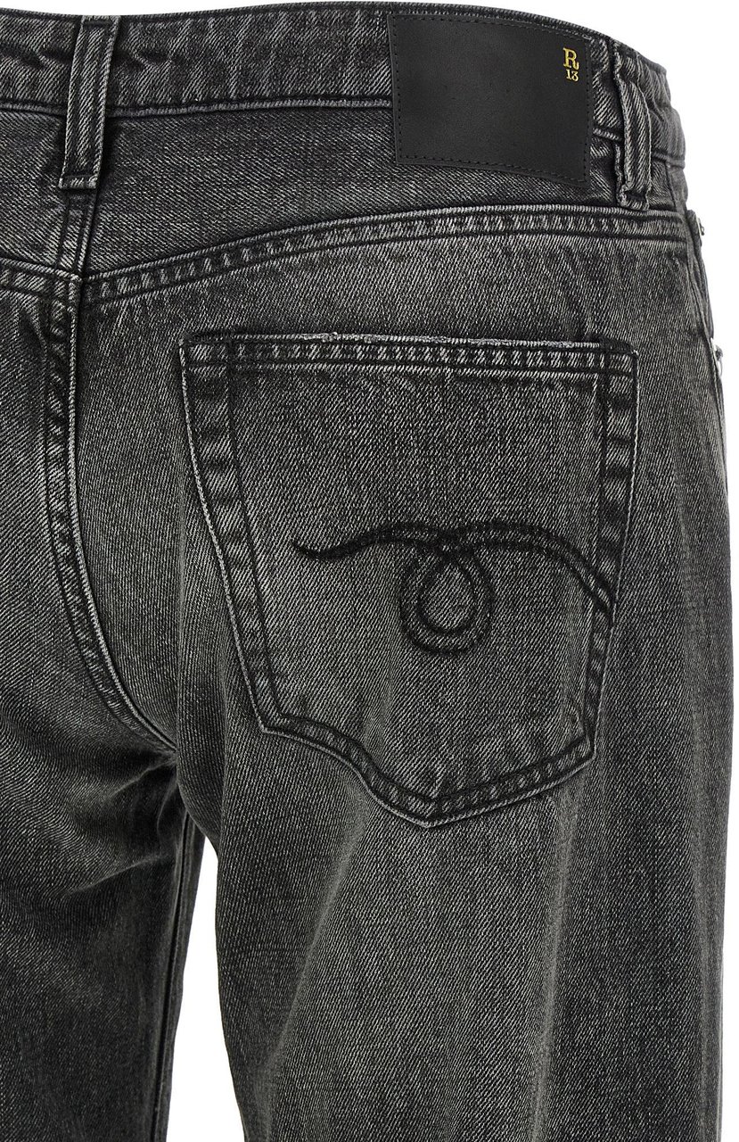 R13 Gray Cotton Straight-Leg Jeans Grijs