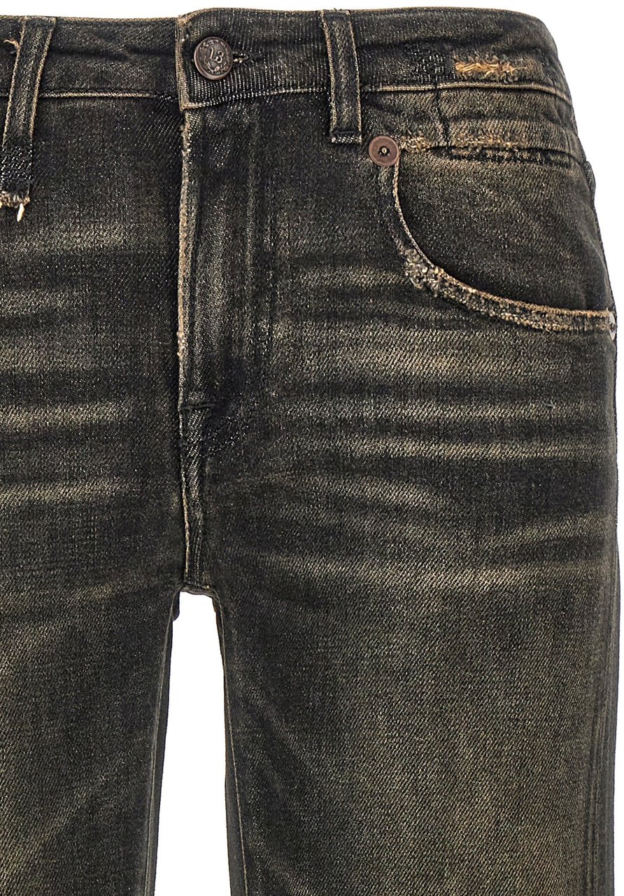 R13 Black Cotton Boyfriend Jeans Zwart