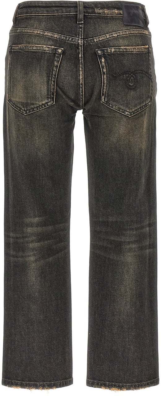 R13 Black Cotton Boyfriend Jeans Zwart