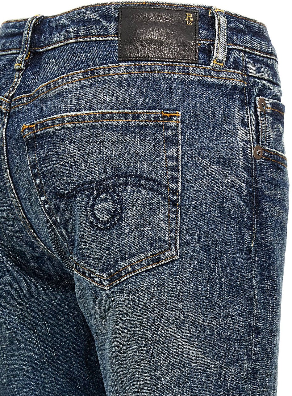 R13 Blue Cotton Flared Jeans Blauw