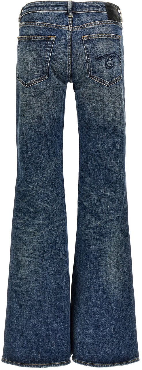 R13 Blue Cotton Flared Jeans Blauw