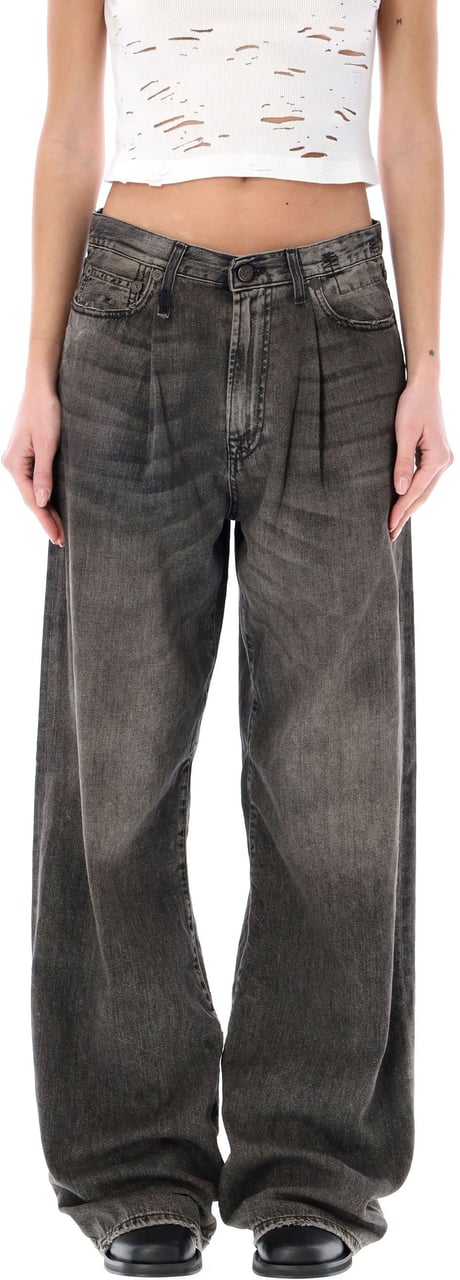 R13 Damon Pleated Wide Pant Ellery Black Zwart