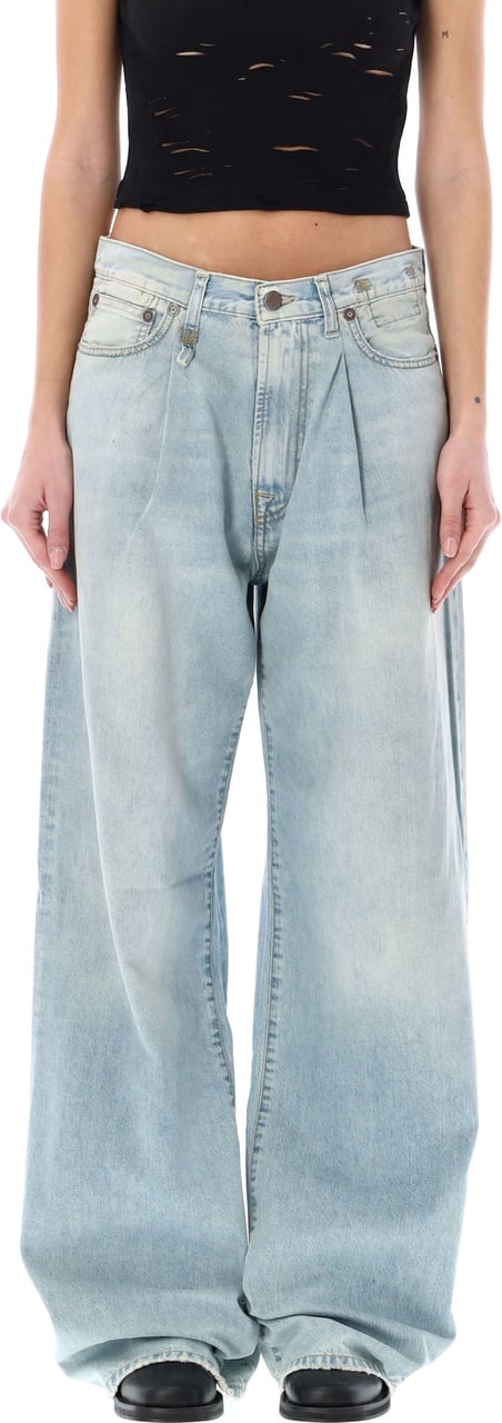 R13 Damon Pleated Wide Pant Lennon Blue Blauw