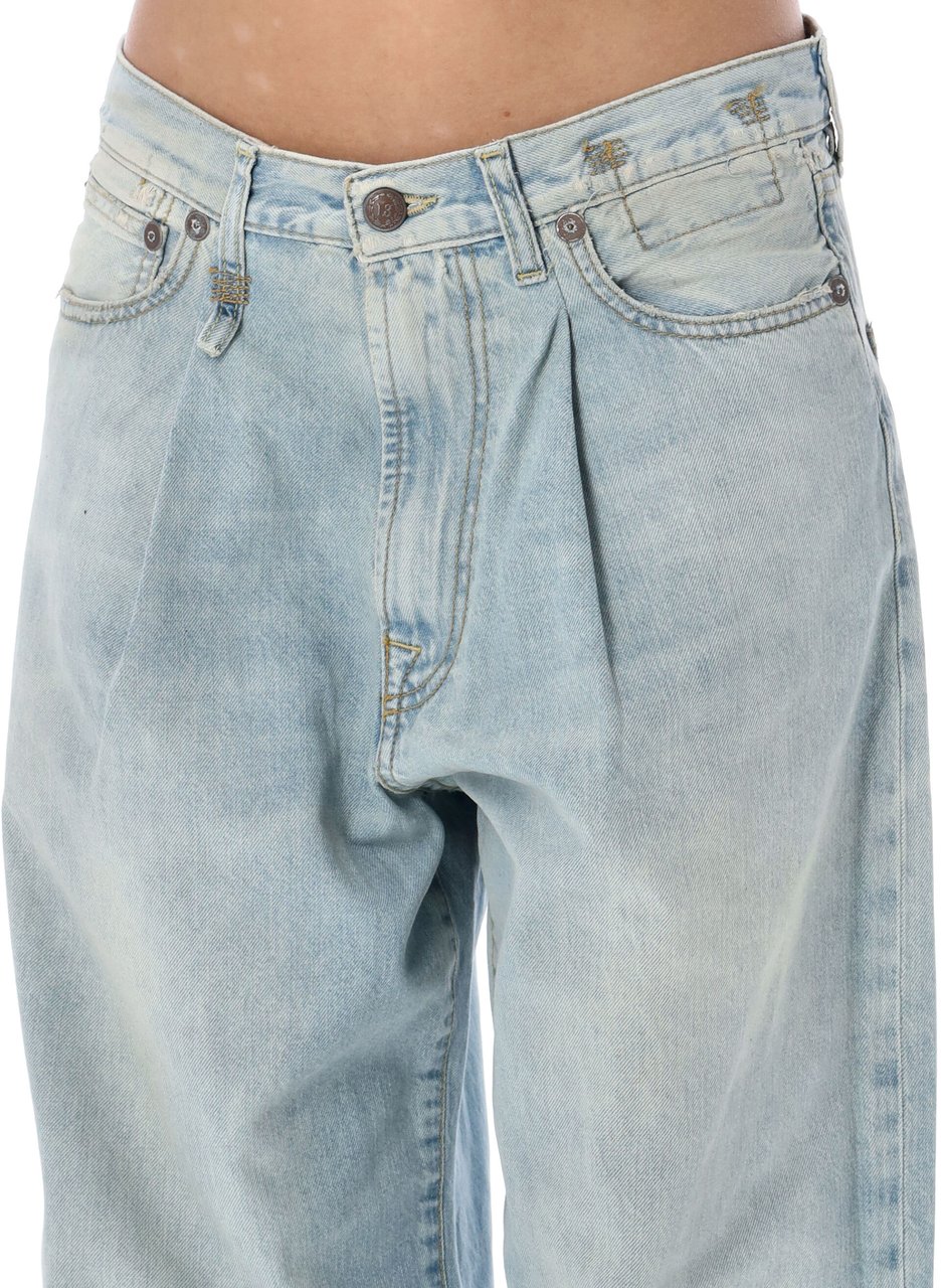 R13 Damon Pleated Wide Pant Lennon Blue Blauw