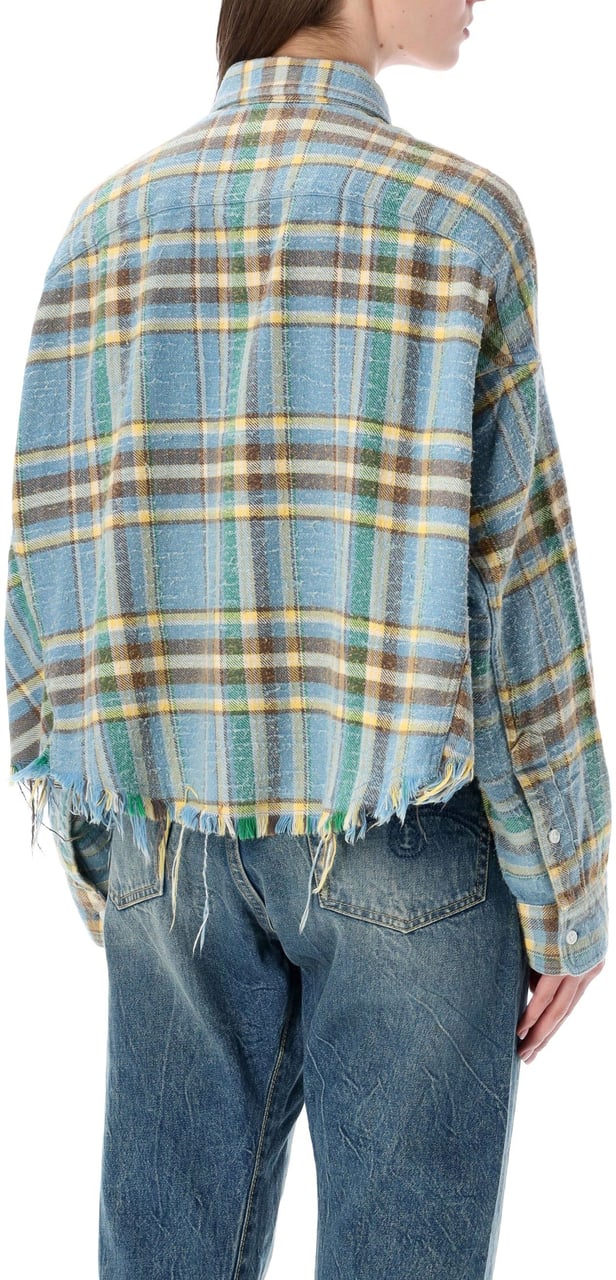 R13 Crop Shirt Check Blu Blauw