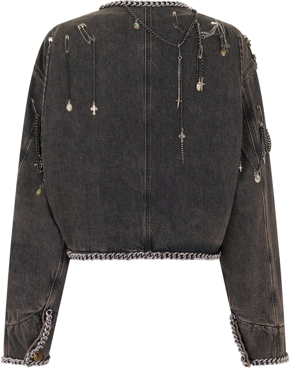 R13 Short denim jacket Grijs