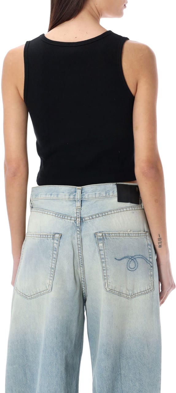 R13 Top Rib Cotton Broken Nero Zwart