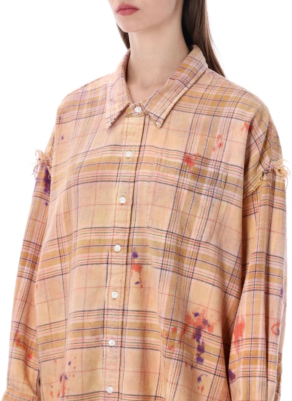 R13 Faded Shirt Plais Orange Purple Oranje