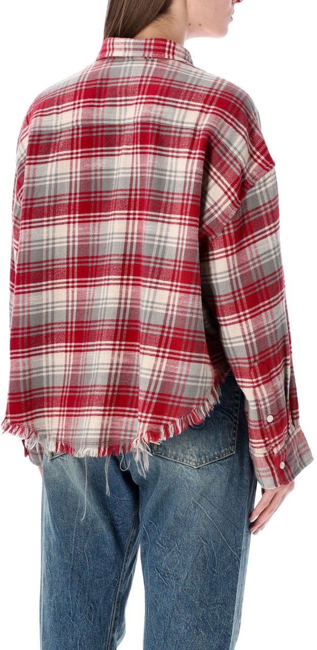 R13 Crop Shirt Check Red Grape Rood