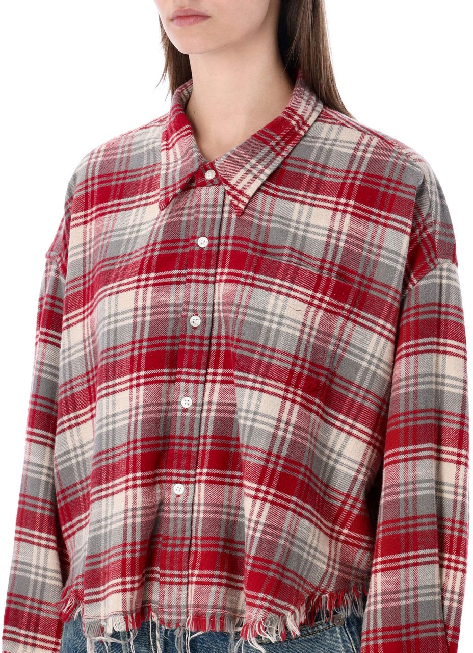 R13 Crop Shirt Check Red Grape Rood