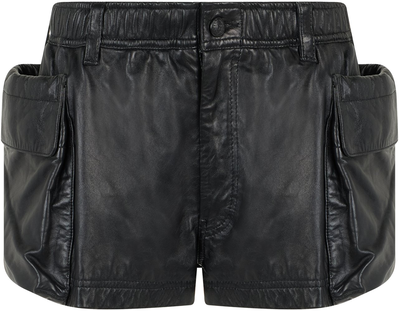 R13 Leather cargo shorts Zwart
