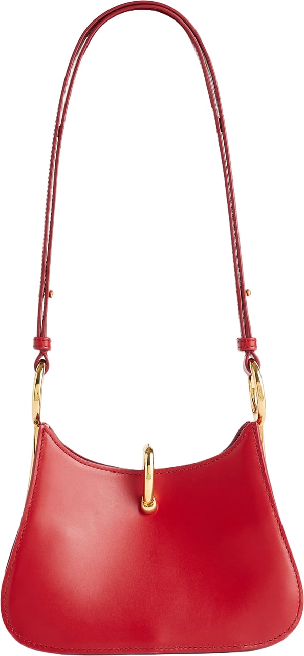 Rabanne Structured Leather Shoulder Bag With Gold Ring Hardware Rood