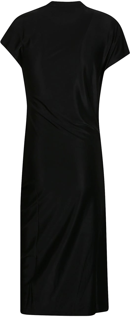 Rabanne Draped Midi Dress Black Zwart