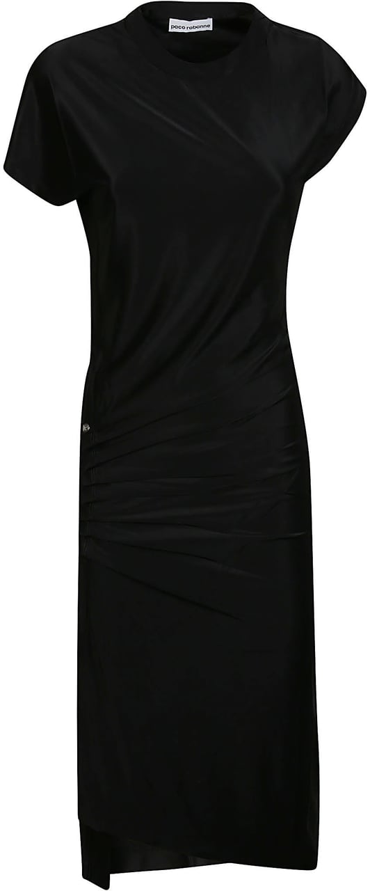 Rabanne Draped Midi Dress Black Zwart