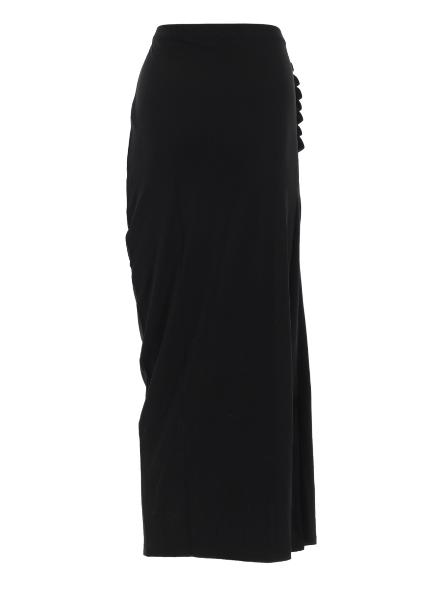 Rabanne Jupe Viscose Button Ruched Midi Skirt Zwart