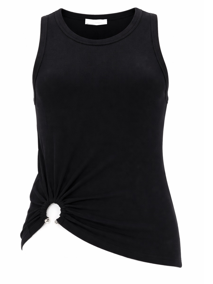Rabanne Top Con Piercing Sleeveless Tank Zwart