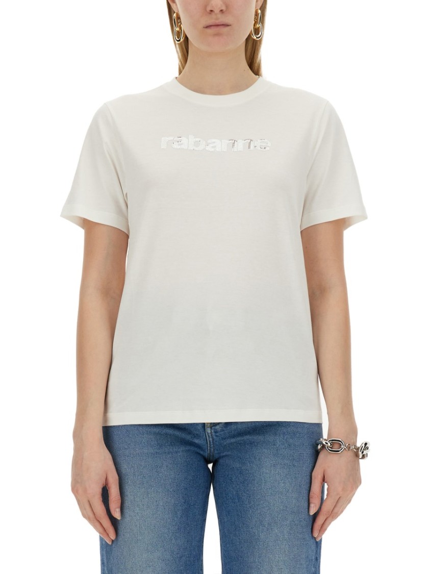Rabanne Classic Crew-Neck T-Shirt With Subtle Logo Detail Wit