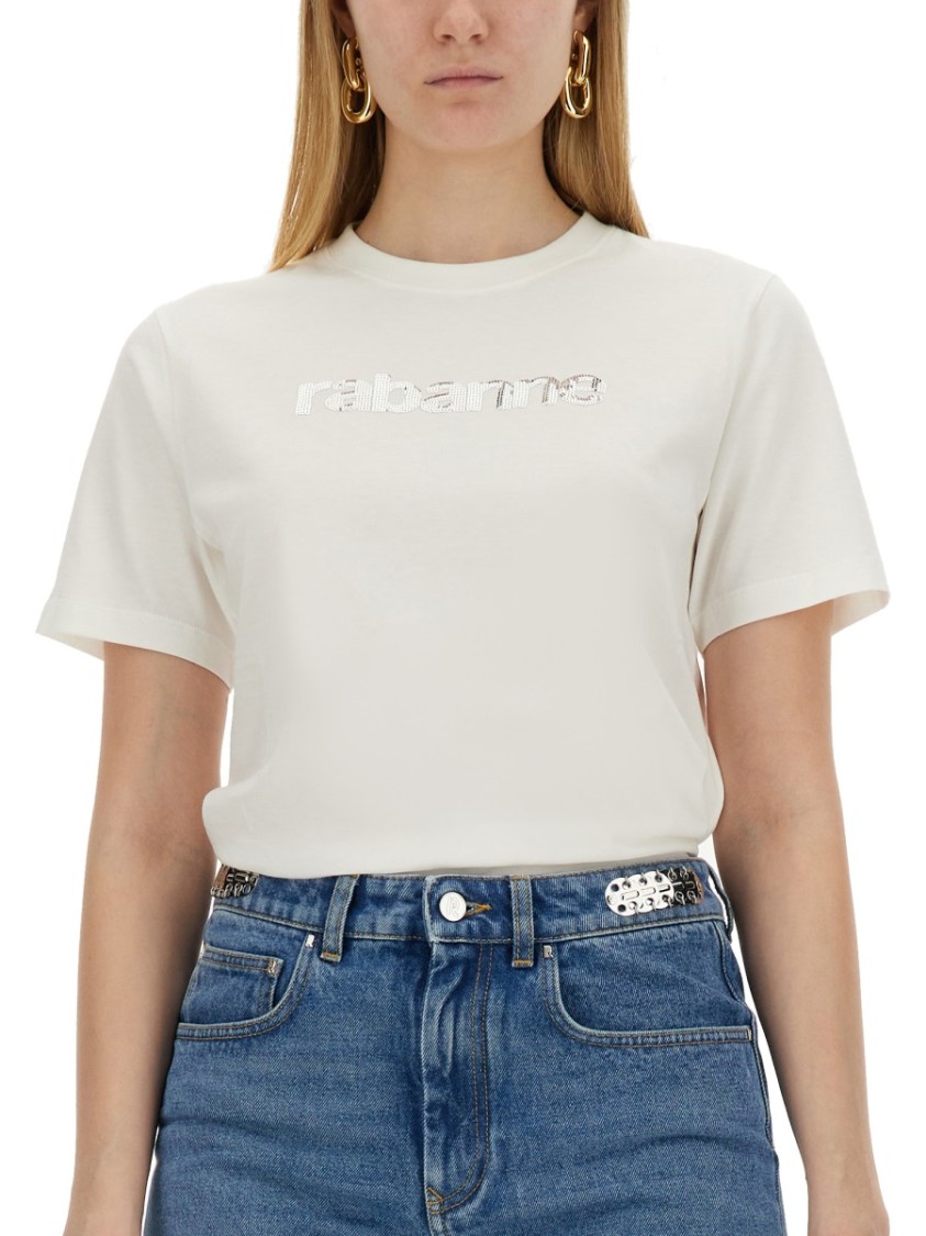 Rabanne Classic Crew-Neck T-Shirt With Subtle Logo Detail Wit