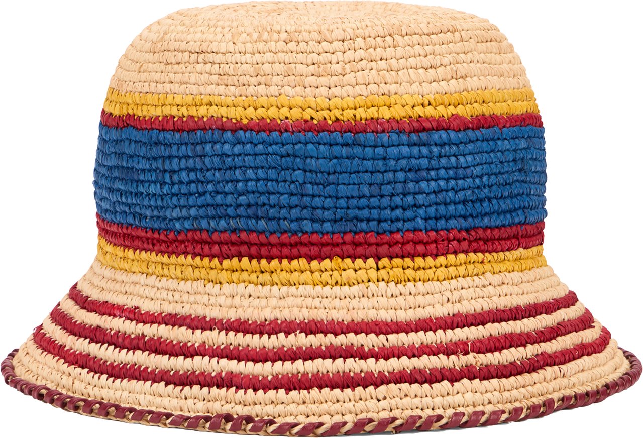 Rabanne Bucket hat model in raffia Beige