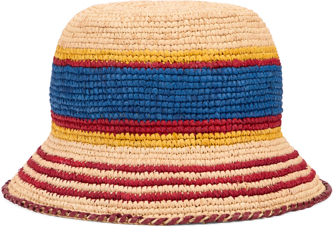 Rabanne Bucket hat model in raffia Beige