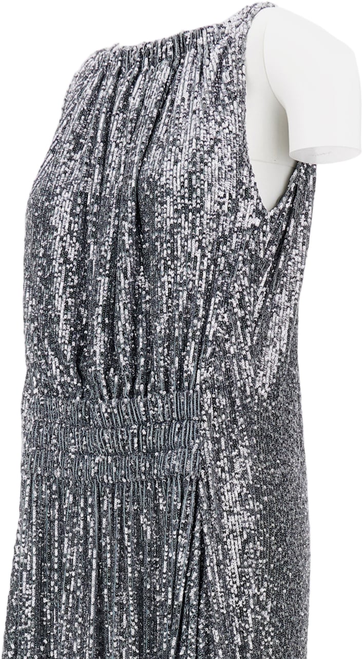 Rabanne Maxi Dress With Hem And Textured Finish Zilver