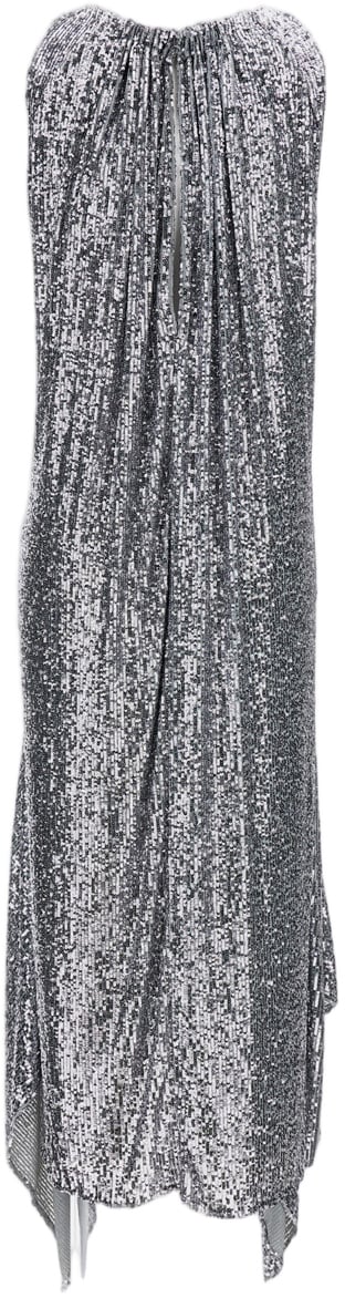 Rabanne Maxi Dress With Hem And Textured Finish Zilver