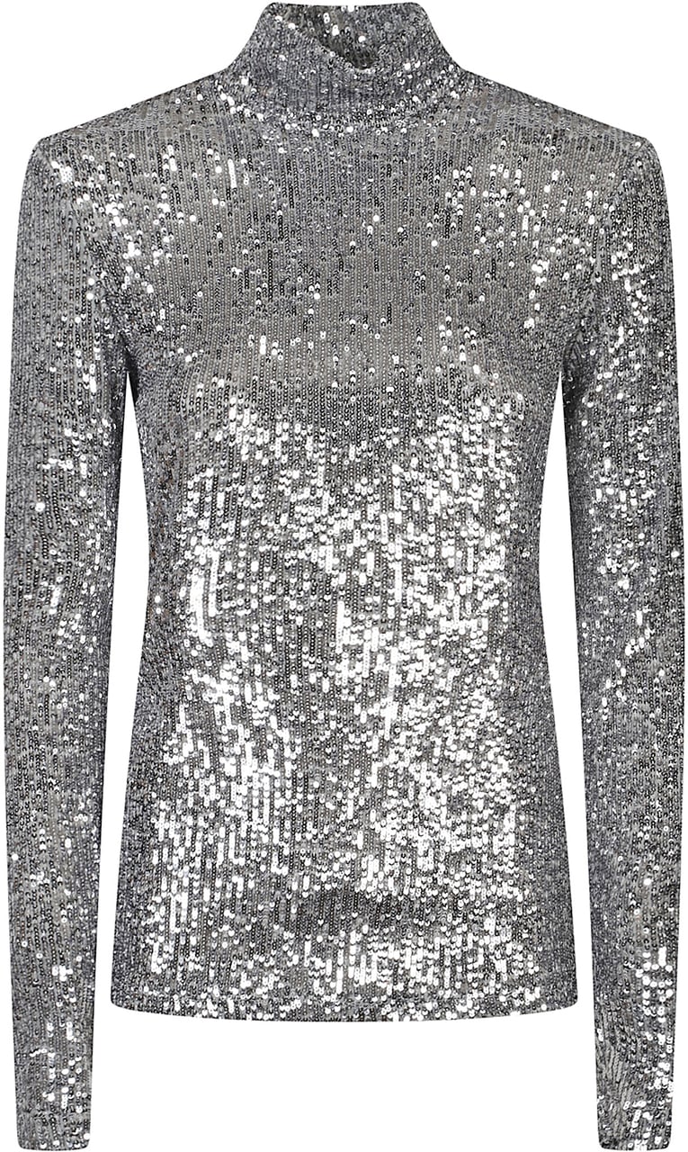 Rabanne Long Sleeve Turtle Neck Top Metallic Metallic