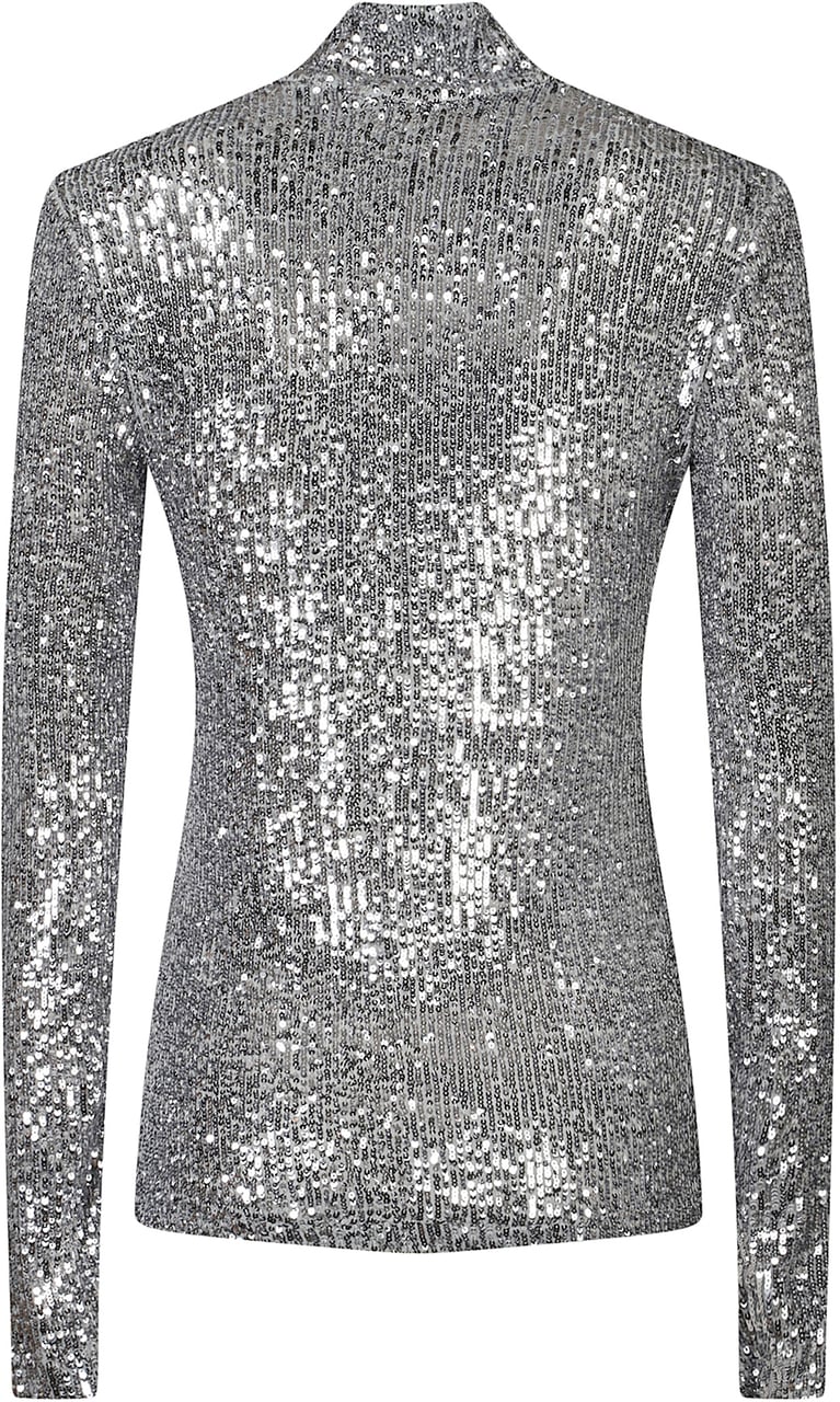 Rabanne Long Sleeve Turtle Neck Top Metallic Metallic