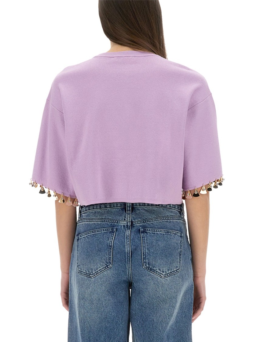 Rabanne Knit Crop T-Shirt Paars