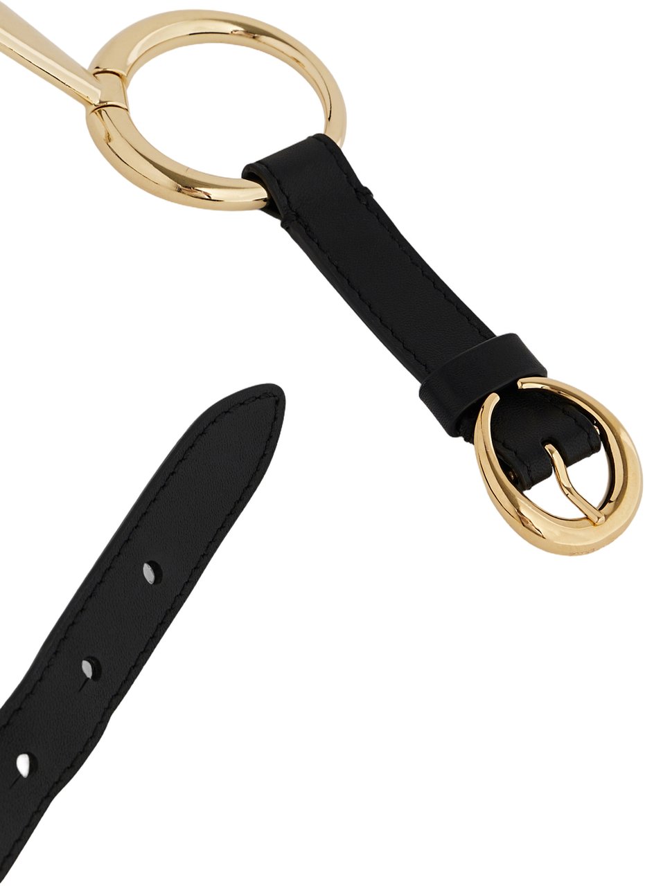 Rabanne Sophisticated Black Leather Belt With Gold Accents Zwart