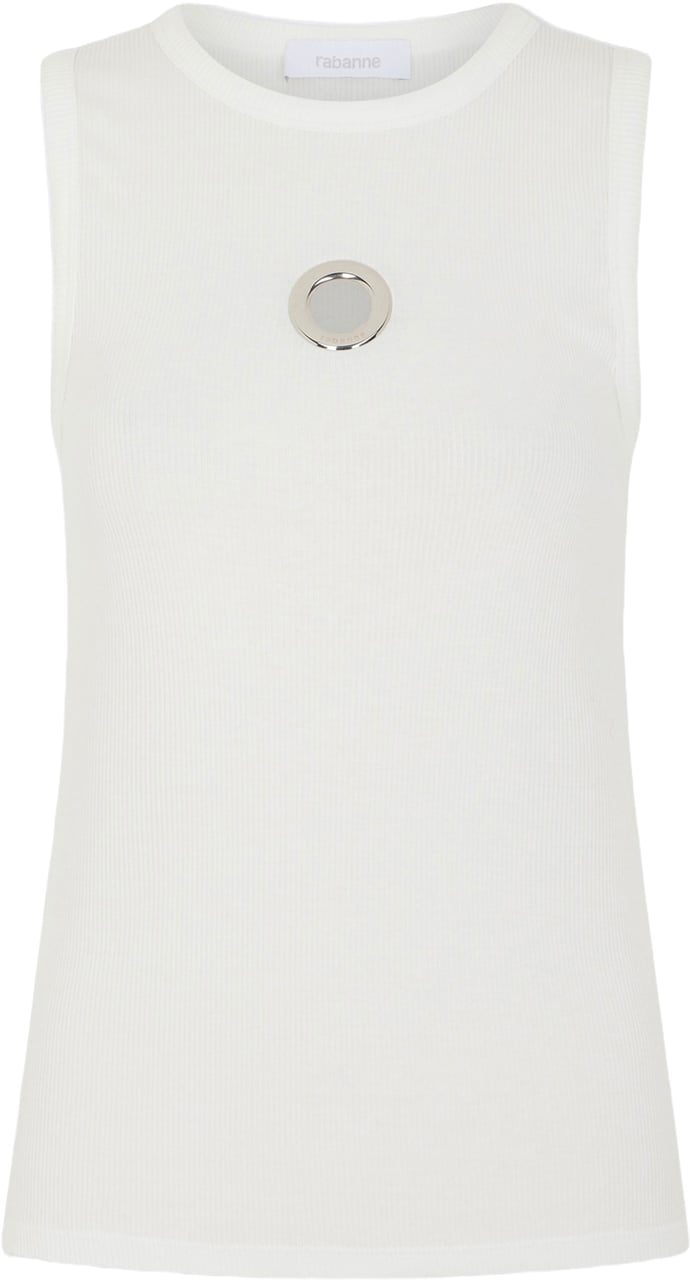 Rabanne Sleeveless Top With Crew Neckline And Metallic Logo Detail Wit