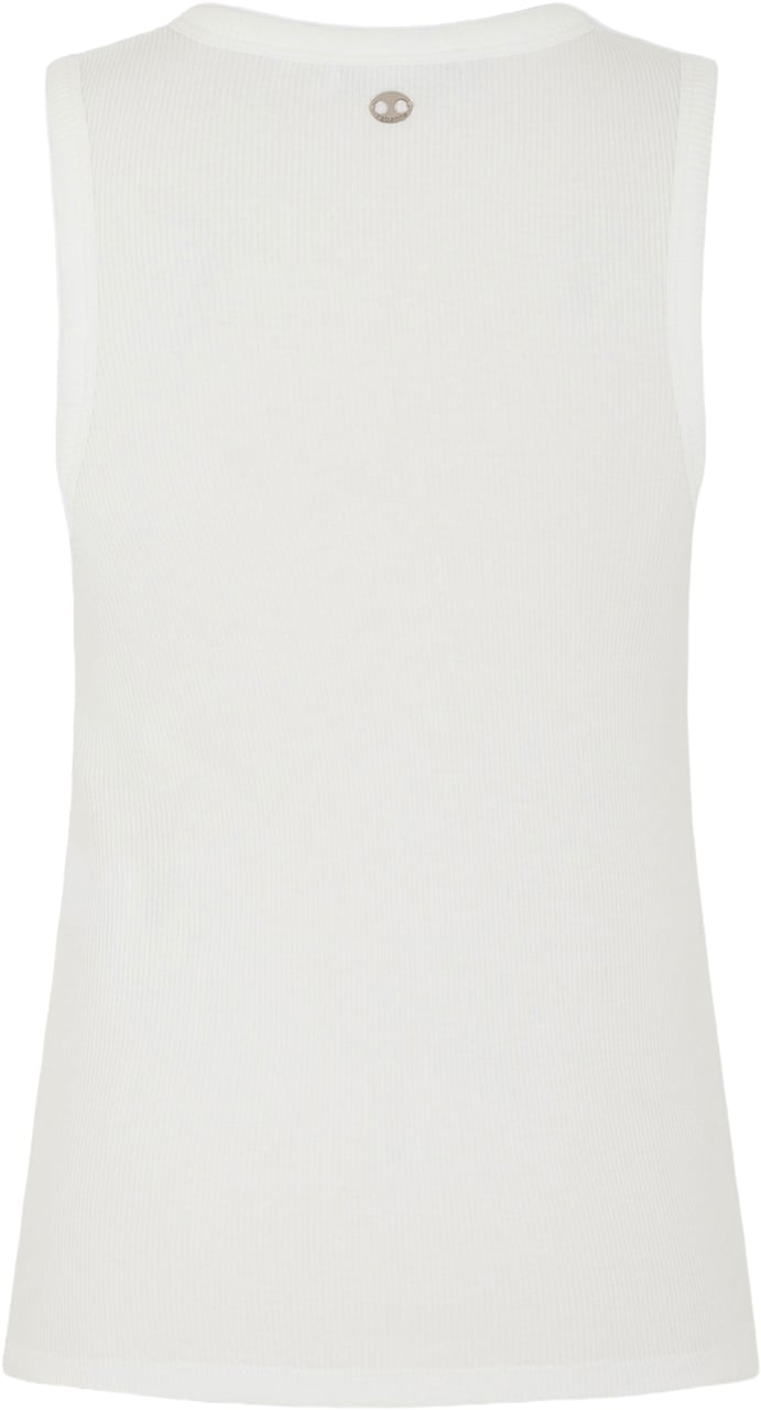 Rabanne Sleeveless Top With Crew Neckline And Metallic Logo Detail Wit