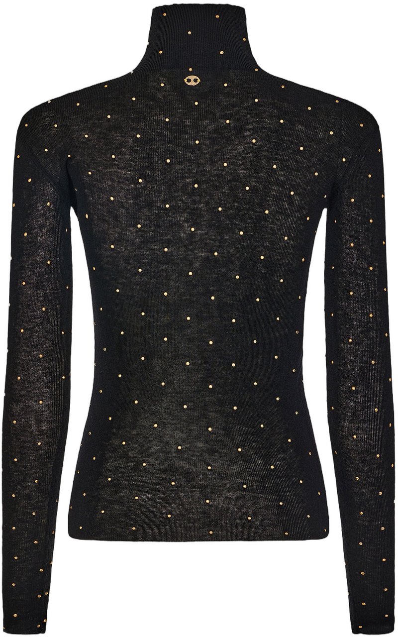 Rabanne Fitted Turtleneck Sweater With Decorative Appliques Zwart