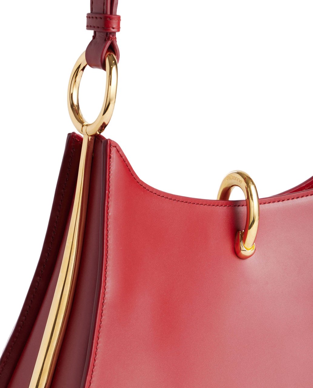 Rabanne Structured Leather Shoulder Bag With Gold Ring Hardware Rood