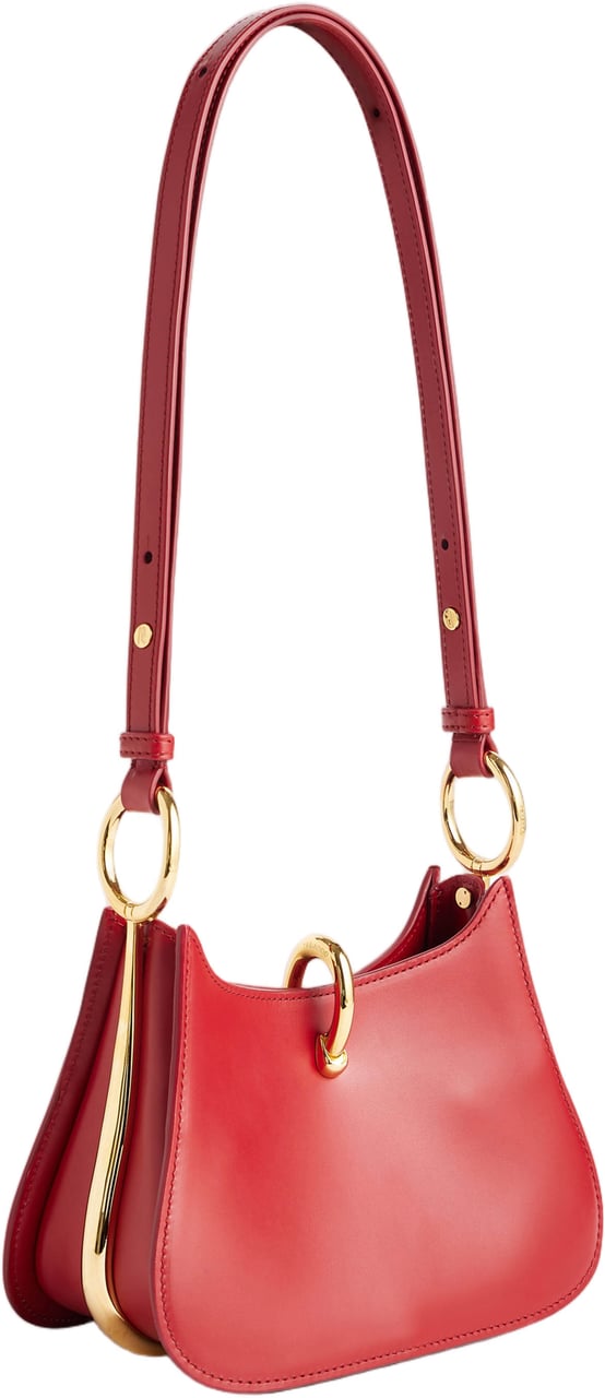 Rabanne Structured Leather Shoulder Bag With Gold Ring Hardware Rood