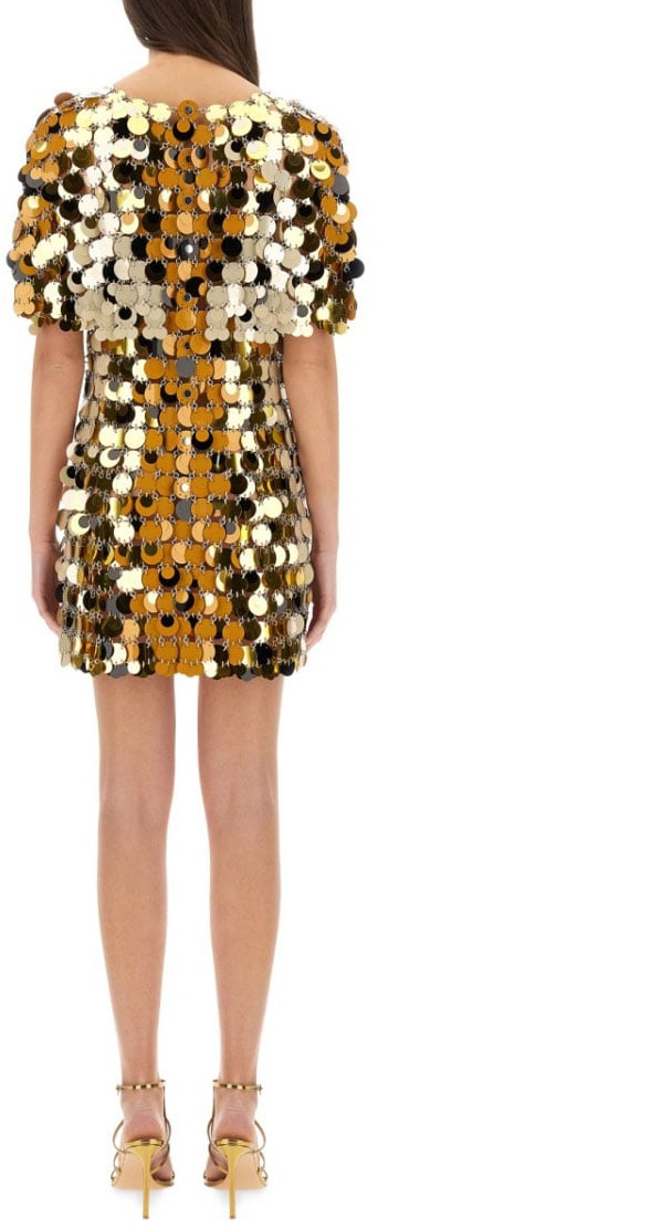 Rabanne "Sparkle Discs" Mini Dress Goud