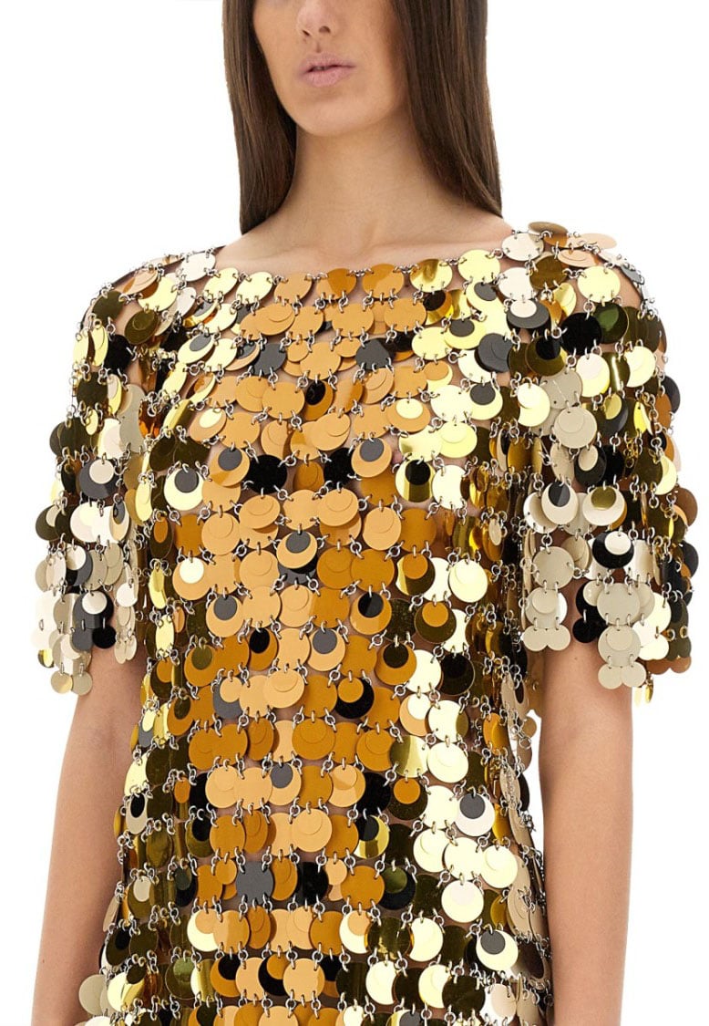 Rabanne "Sparkle Discs" Mini Dress Goud