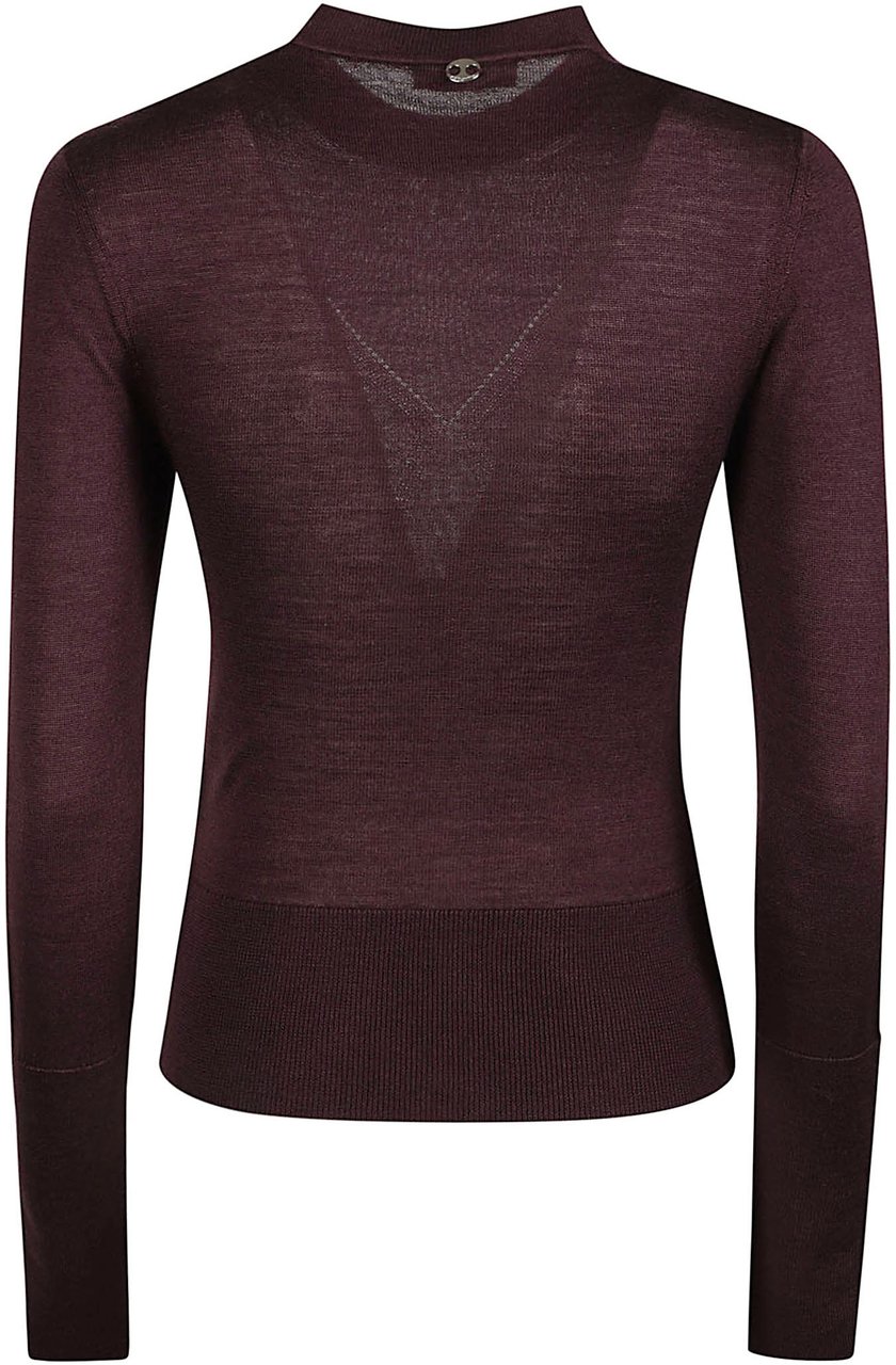 Rabanne Round Neck Long Sleeve Sweater Pink Roze