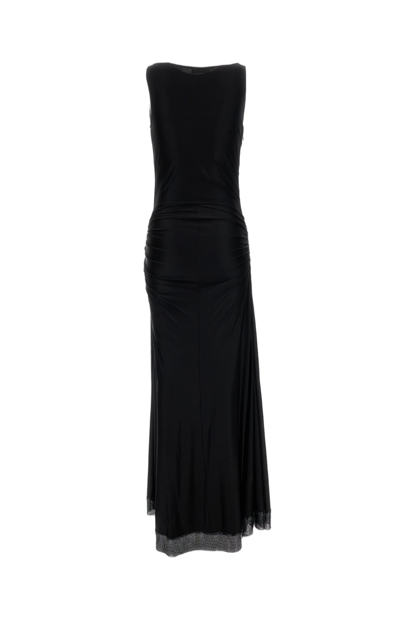 Rabanne Fluid Jersey Maxi Dress with Cowl Neckline and Sequin Detail Zwart