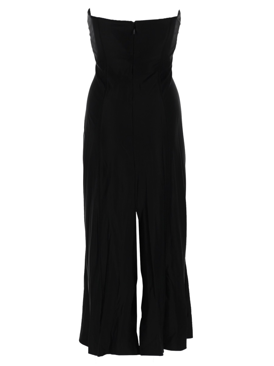 Rabanne Black Fitted Strapless Midi Dress Zwart