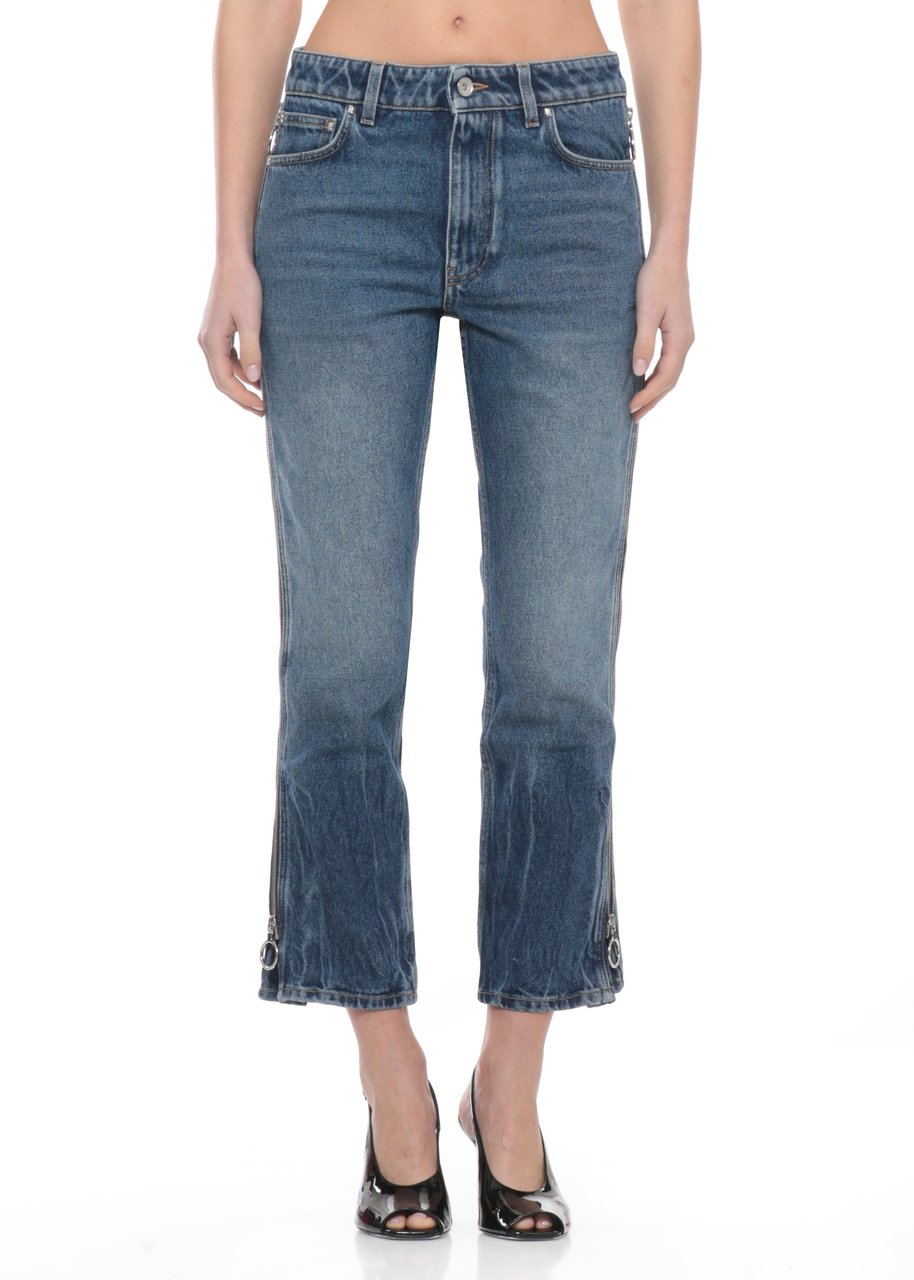 Rabanne Blue Cotton Side-Zip Jeans Blauw