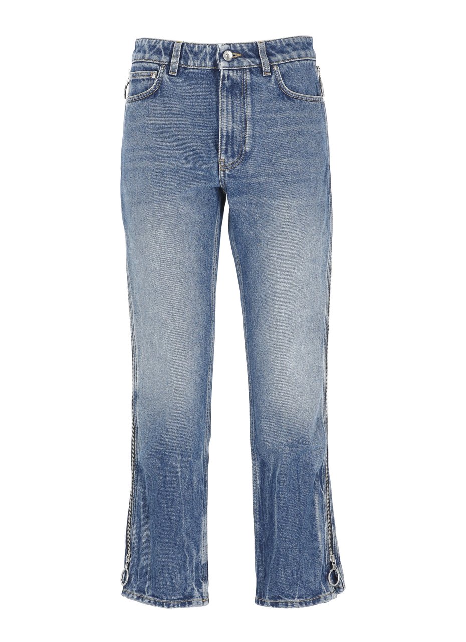 Rabanne Blue Cotton Side-Zip Jeans Blauw