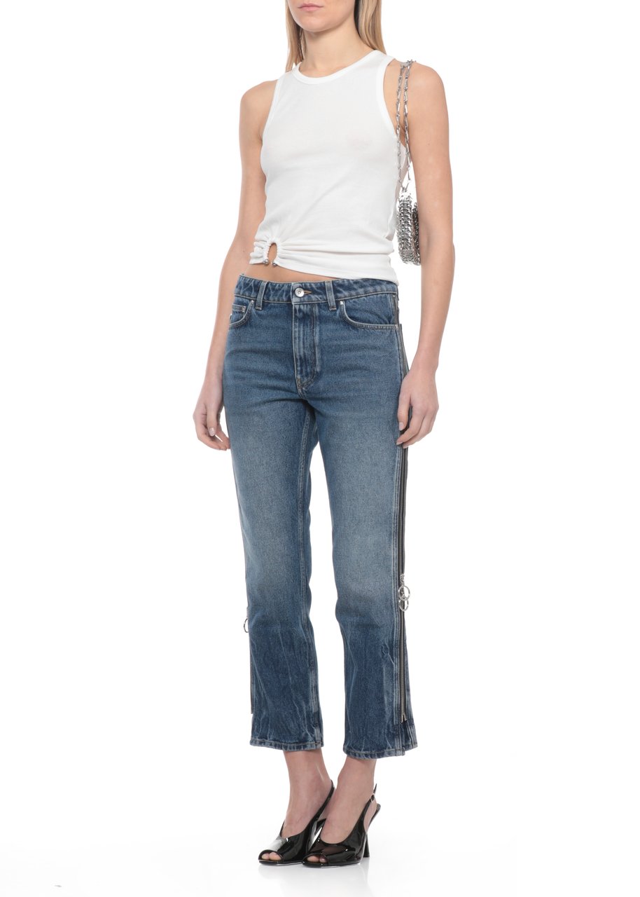 Rabanne Blue Cotton Side-Zip Jeans Blauw