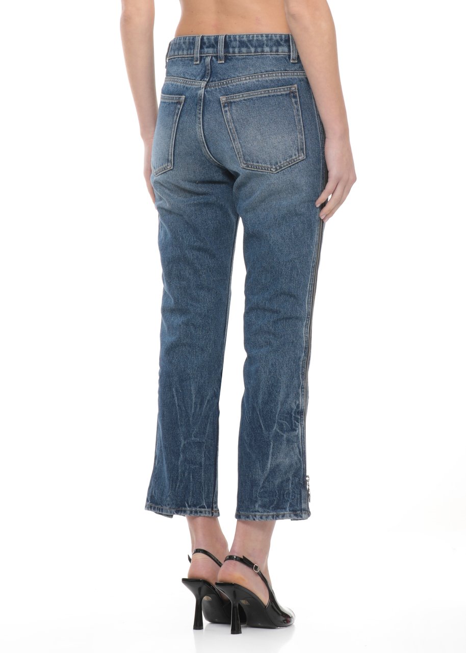 Rabanne Blue Cotton Side-Zip Jeans Blauw