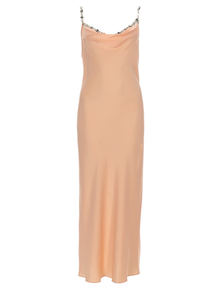 Rabanne Neutrals Cowl Neckline Chain Straps Midi Dress Bruin